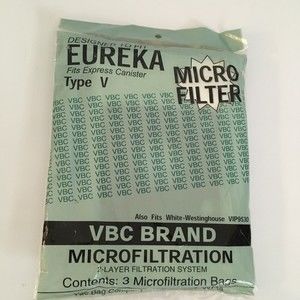 Style V Vacuum 3 Bags Fits Eureka New Old Stock VBC Brand Sealed